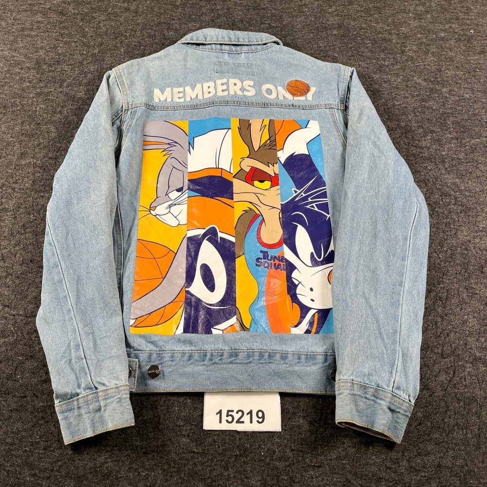 Vintage Members Only Denim Jacket Mens M Blue Excellent Space Jam Looney Tunes